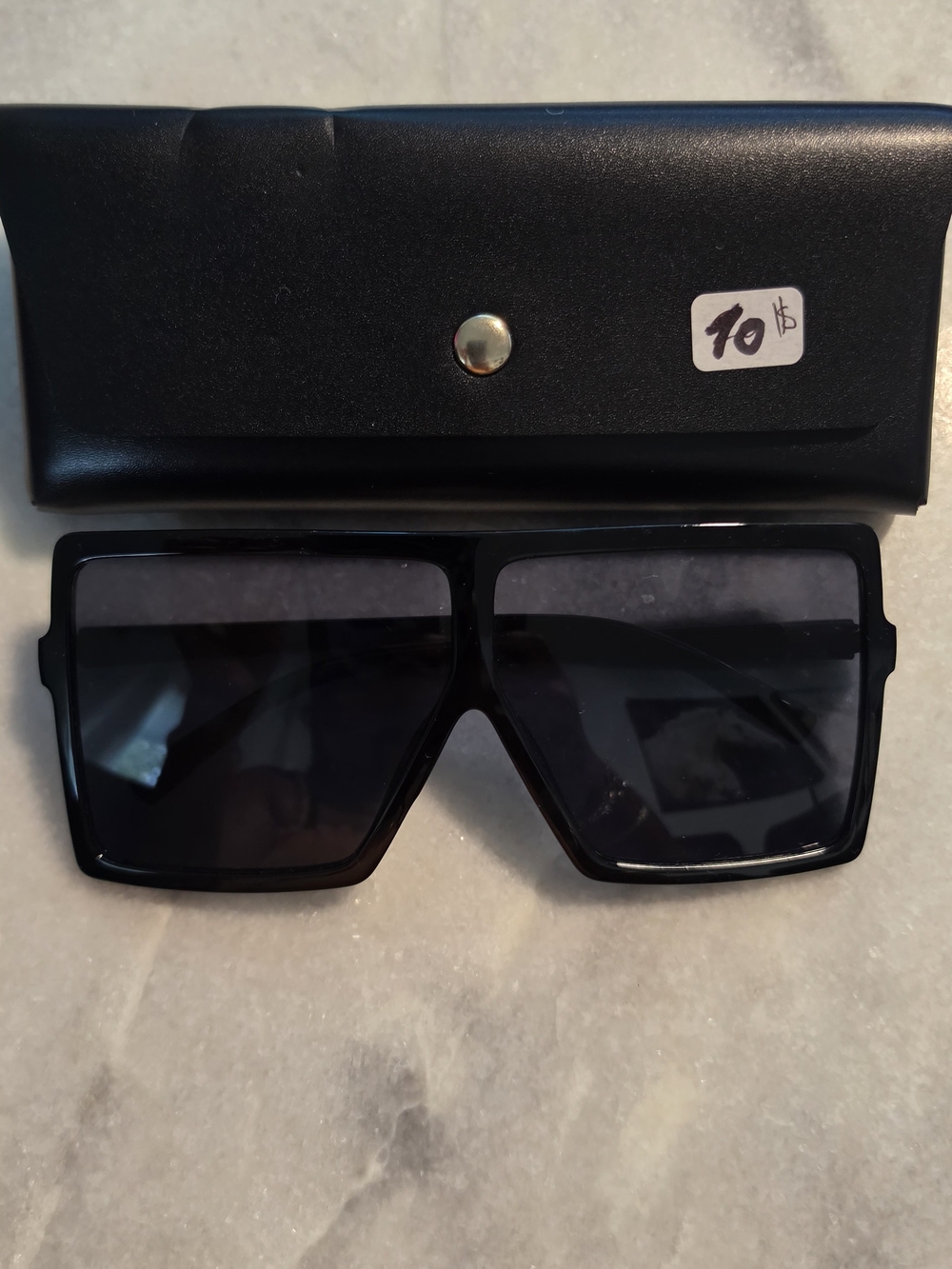 SHEIN Black Oversized Square Shield Sunglasses